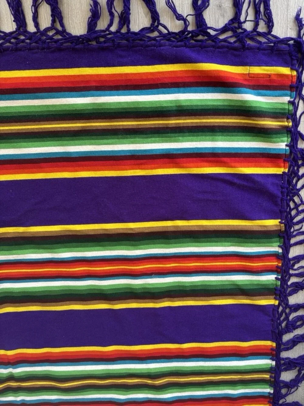 Beaver State Pendleton Stripe Mills Robe Shawl Fringed Blanket Purple Rainbow
